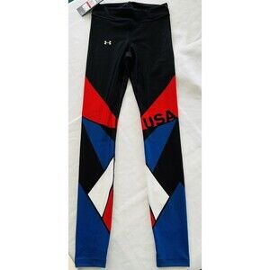 NEW UA Under Armour Compression XS Womens USA Heatgear Patriotic Leggings Flag